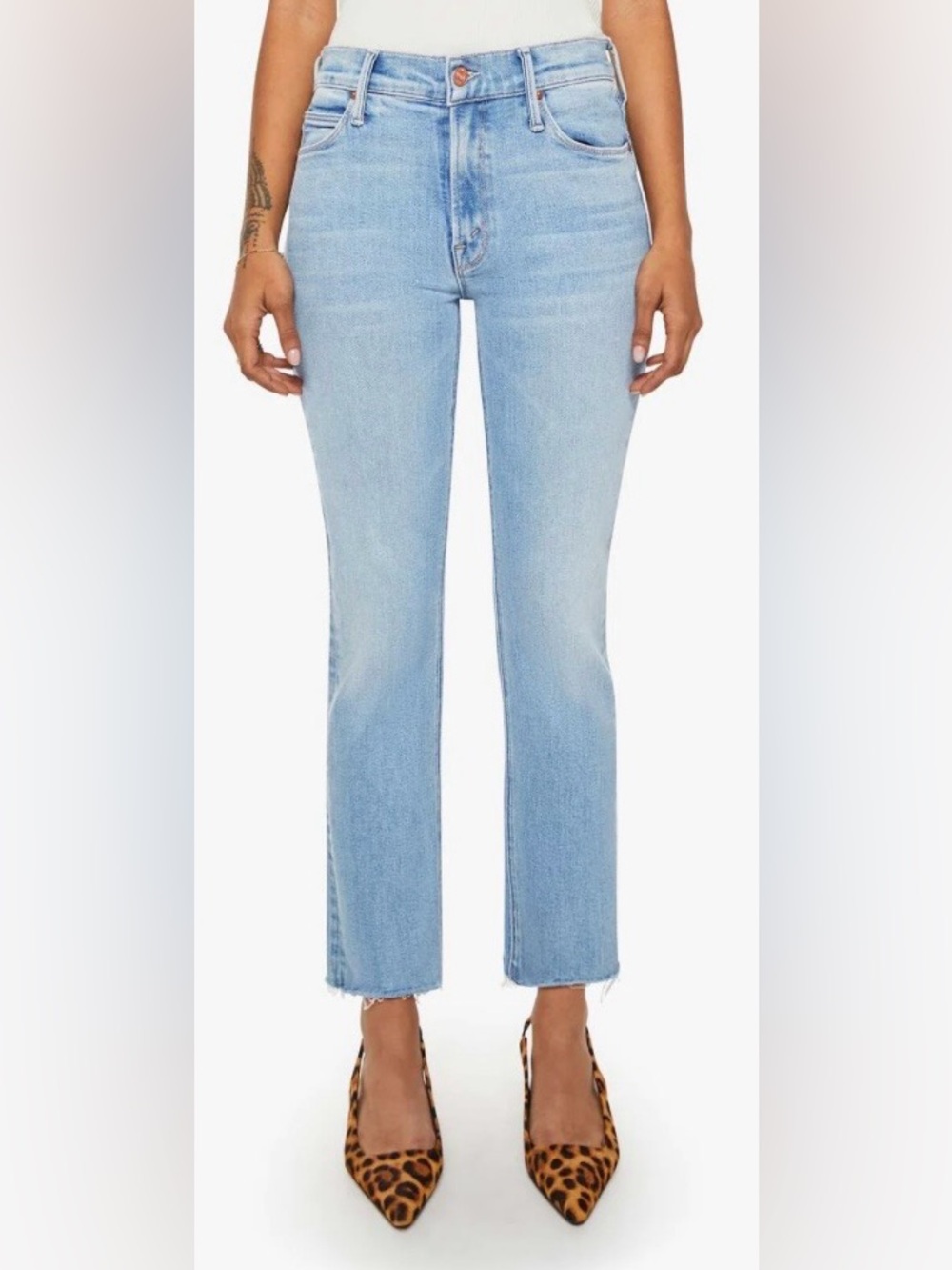 MOTHER Lil' Mid Rise Dazzler Ankle Fray Jeans. Size 30